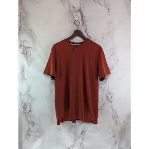 North River Outfitters Shirt Mens Medium Orange Henley Button Short Sleeve Modal